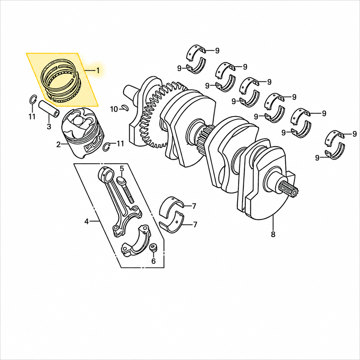 Honda Genuine OEM Piston Ring Set 13011MV4305